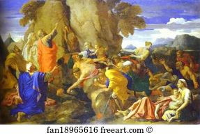 Striking Art Print - Moses Striking The Rock For Water