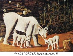 Bear Art Print - Mother Bear With Her Cubs