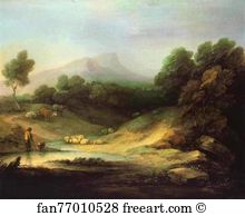 1783 Oil On Canvas Art Print - Mountain Landscape With Shepherd