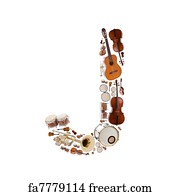 Free art print of Musical instruments alphabet. Musical instruments