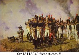 1897 Oil On Canvas Historical Museum Art Print - Napoleon I On The Borodino Hights