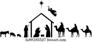 Free art print of White silhouette nativity scene. Nativity scene with ...