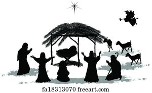 Free art print of White silhouette nativity scene. Nativity scene with ...