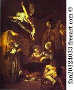 Nativity Art Print - Nativity With Saints Francis And Lawrence