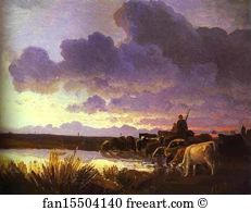 Mounted On Cardboard The Russian Museum Art Print - Near A Watering Place