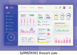 Free art print of Dashboard UI. Admin panel vector design template with ...