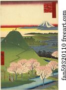 One Art Print - New Fuji, Meguro (Meguro Shin-Fuji), From The Series One Hundred Famous Views Of Edo (Meisho Edo Hyakkei)