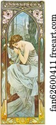 Mucha Art Print - Nocturnal Slumber