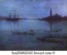Nocturne Art Print - Nocturne In Blue And Silver; The Lagoon, Venice