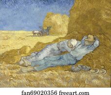 Works Art Print - Noon – Rest From Work (After Millet)