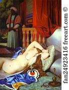 1842 Oil On Canvas Walters Art Gallery Art Print - Odalisque And Slave. Detail