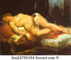 Odalisque Art Print - Odalisque Reclining On A Divan