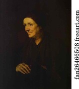 Old Woman With A Hen Art Print - Old Woman With A Hen (Portrait Of The Artist's Wife)