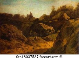 Mounted On Cardboard The Russian Museum Art Print - On Valaam. Rocks