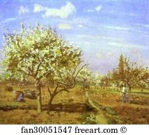 1872 Oil On Canvas The National Gallery Of Art Art Print - Orchard In Blossom, Louveciennes