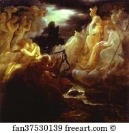 Ossian Art Print - Ossian On The Bank Of The Lora, Invoking The Gods To The Strains Of A Harp