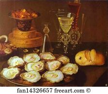 Osias Beert Art Print - Oysters And Glasses