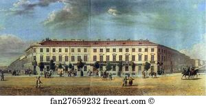 Watercolor Art Print - Panorama Of The Nevsky Prospect. Detail