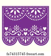 Free art print of Papel Picado vector design template. Paper greeting ...