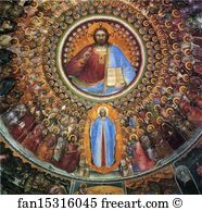 C 1375 76 Fresco Baptistery Art Print - Paradise. Dome Frescoes