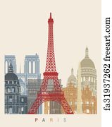 Free art print of Paris vintage poster. Paris vintage poster in orange ...