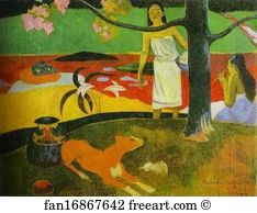 1893 Oil On Canvas The Hermitage Art Print - Pastorales Tahitiennes