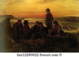 Watch Art Print - Peasant Boys Watching Horses At Night