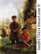 1880 Oil On Canvas The Tretyakov Gallery Art Print - Peasant Boys