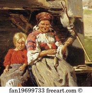 Peasant Children Detail Art Print - Peasant Children. Detail