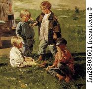 Peasant Children Detail Art Print - Peasant Children. Detail