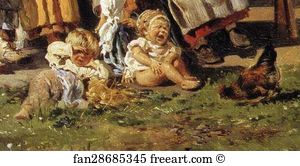 Peasant Children Detail Art Print - Peasant Children. Detail