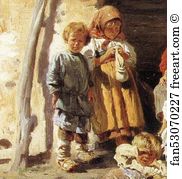 Peasant Children Detail Art Print - Peasant Children. Detail