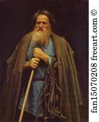 Mina Art Print - Peasant Holding A Bridle. (Portrait Of Mina Moiseyev)
