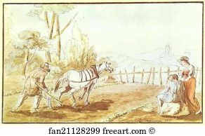Count Feodor Tolstoy Art Print - Peasant Ploughing