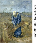 Peasant Art Print - Peasant Woman Binding Sheaves (After Millet)