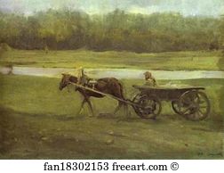 1896 Oil On Canvas The Russian Museum Art Print - Peasant Woman In A Cart