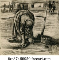 Plants Art Print - Peasant Woman Planting Potatoes