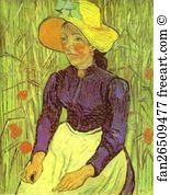 Straw Art Print - Peasant Woman With Straw Hat. Auvers-Sur-Oise