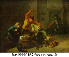 Cards Art Print - Peasants Browling Over Cards