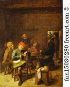 Smoking Art Print - Peasants Smoking And Drinking