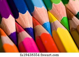 Free art print of Colored pencils. Assortment of coloured pencils with shadow on white