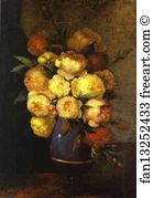 Bouquet Art Print - Peonies In A Vase (Bouquet De Pivoines)