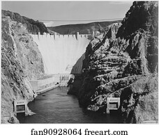 Dam Art Print - Photograph Of The Boulder Dam From Across The Colorado River. Photographs Of National Parks And Monuments, Compiled 1941 - 1942, Documenting The Period Ca. 1933 - 1942.