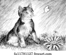 Free Cat Line Drawing Art Prints and Artworks | FreeArt