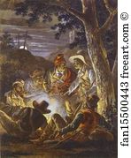 Polish Art Print - Polish Insurgents In The Forrest At Night