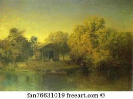 1871 Oil On Canvas The Tretyakov Gallery Art Print - Pond At The Sunset