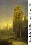 Mounted On Cardboard The Tretyakov Gallery Art Print - Poplars Lit By The Sun