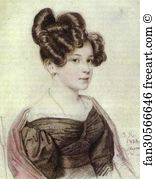 Crayon Art Print - Portrait Of A. A. Olenina