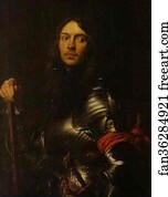 Red Scarf Art Print - Portrait Of A Commander In Armour, With A Red Scarf