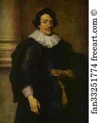 Black Dress Art Print - Portrait Of A Gentleman Dressed In Black, In Front Of A Pillar